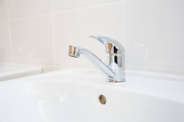 istock Close-up of row modern ceramic wash hand basins 1182216685