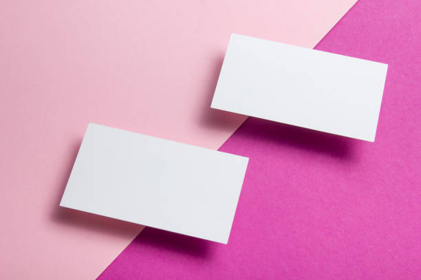 istock Business cards blank. Mockup on color background. Flat Lay. copy space for text 1182219944