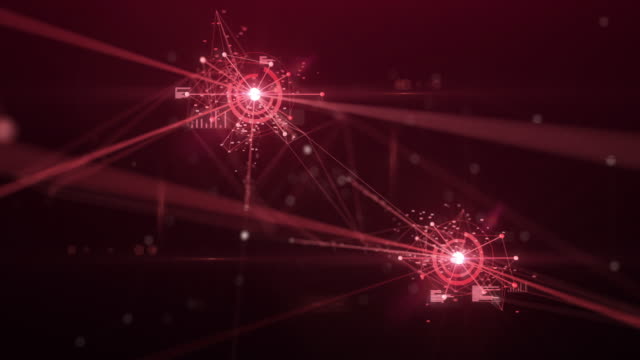 4k Flying Through An Emerging Network (Red) - Loopable - Artificial Intelligence, Blockchain, Big Data, Network Security, Connections