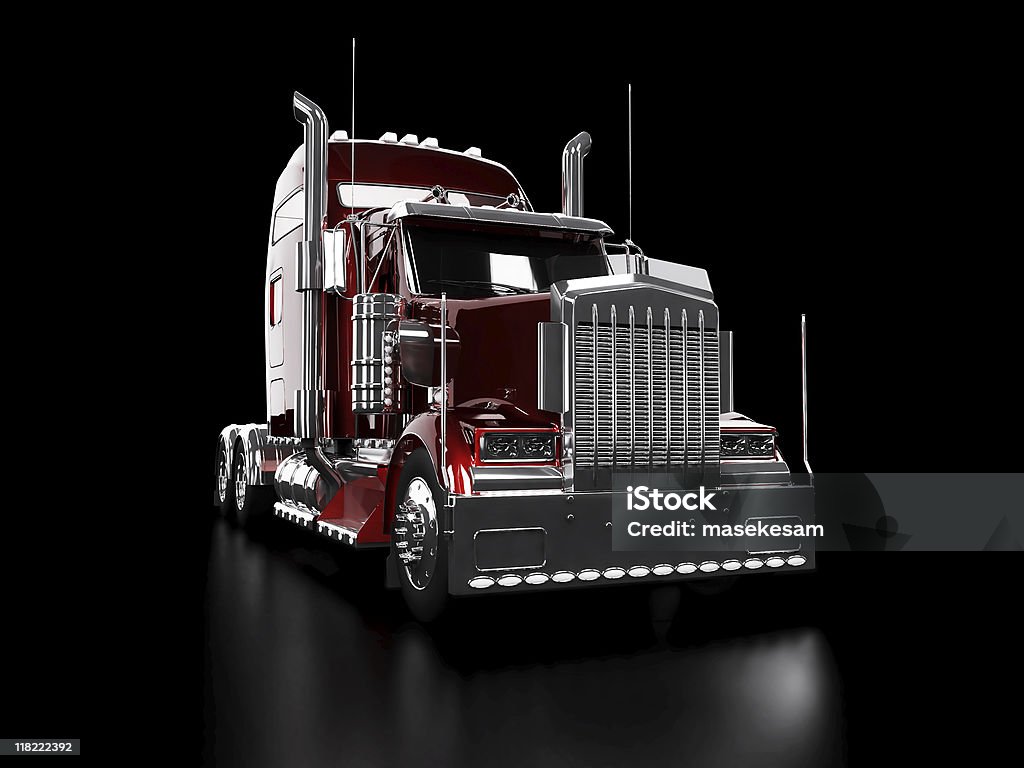 Camion pesante rosso - Foto stock royalty-free di Colore nero