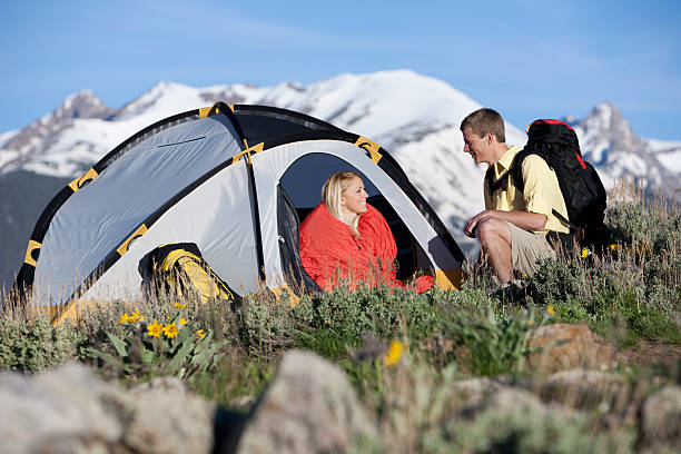 istock Couple Camping With Snow-covered Mountains In Background 118222399