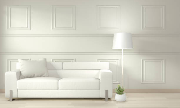 istock White modern living room mock up interior design.3D rendering 1182225166