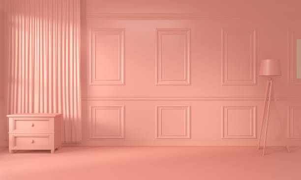 istock Empty room Living coral color 2019 design new year.3D rendering 1182225343