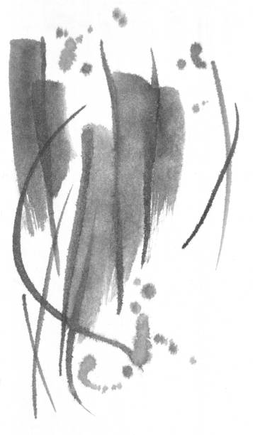 istock Ink black and white abstraction. Image of a semicircle, rounded line, in a circle. Brush stroke. 1182229147