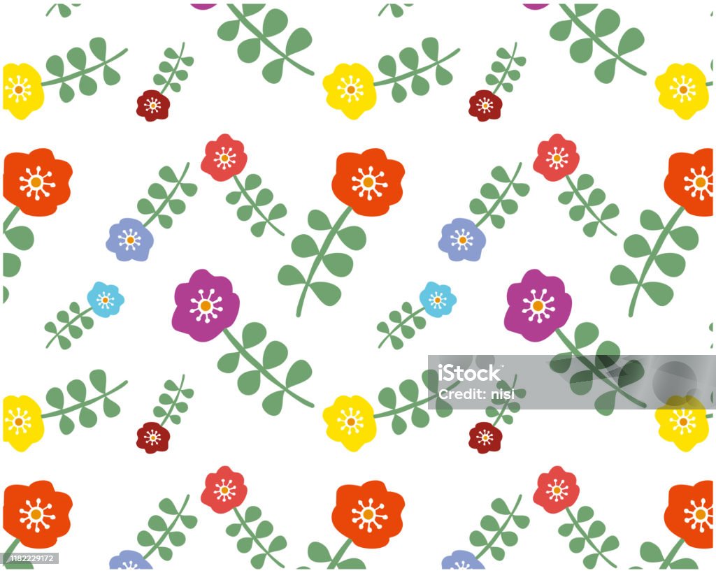 꽃 무늬 배경의 일러스트 귀여운에 대한 스톡 벡터 아트 및 기타 이미지 - 귀여운, 그리기, 꽃-식물 - Istock