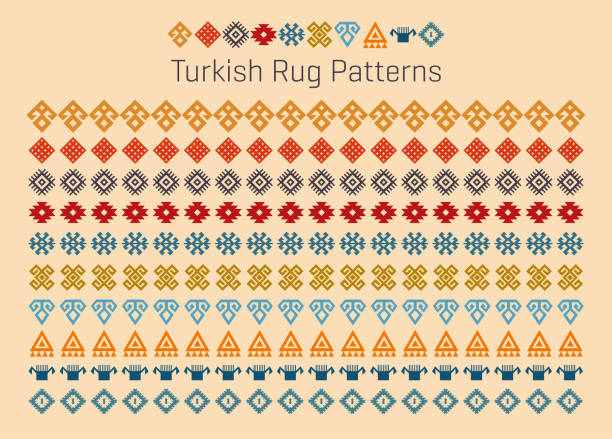 illustrazioni stock, clip art, cartoni animati e icone di tendenza di motivo tappeto turco - rug
