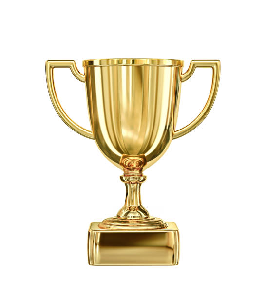 Golden champion cup isolated on white backgroung