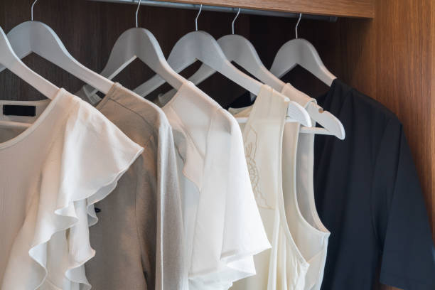 istock modern wardrobe with set of clothes 1182235000