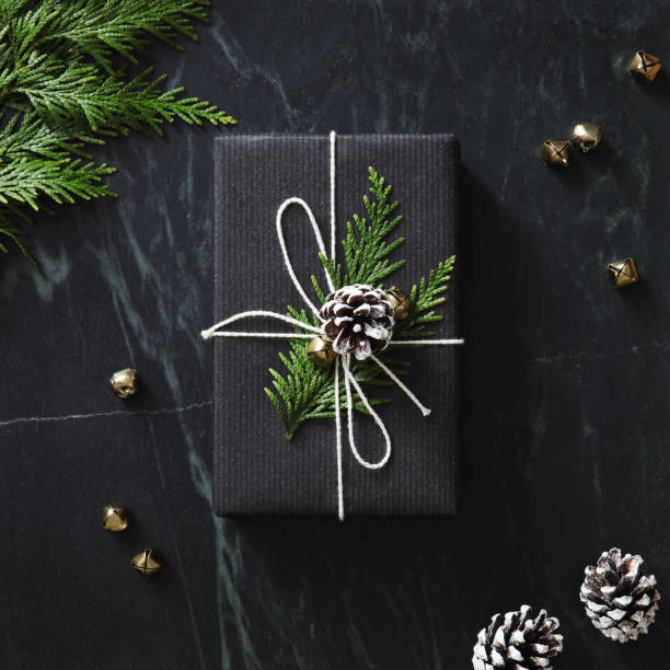 istock Christmas present wrapped in black paper 1182244345