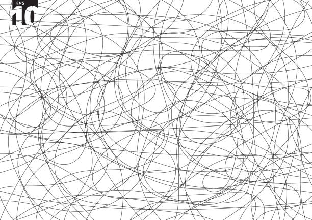 ilustrações de stock, clip art, desenhos animados e ícones de abstract scribble creative tangle on white background. hand drawn scrawl sketch chaos doodle pattern. - caos ilustrações
