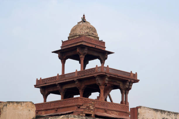 Fatehpur Sikri, Agra, India. Agra, Uttar Pradesh / India - February 7, 2012 : An architectural exterior view of the top two tiers with single domed chhatri of Panch Mahal at Jodhabai palace in Fatehpur Sikri, Agra. jodha bai's palace stock pictures, royalty-free photos & images