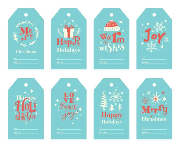 Vector illustration of Cute Christmas gift tags
