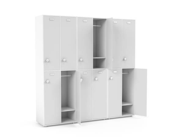 istock White lockers. Two row section of lockers for schoool or gym 1182246457