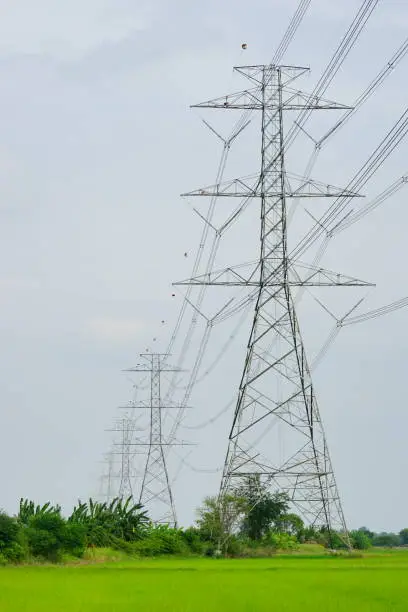 Photo of High voltage in landscape with Electricity