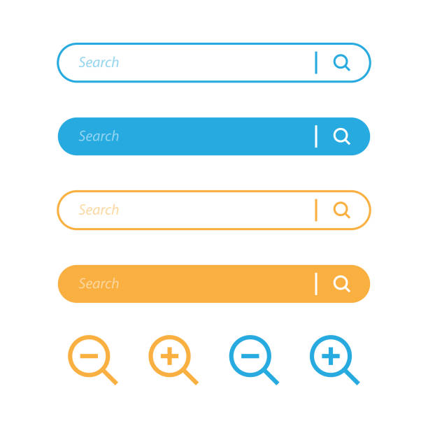 ilustrações de stock, clip art, desenhos animados e ícones de search bar and magnifying glass icon design. - www