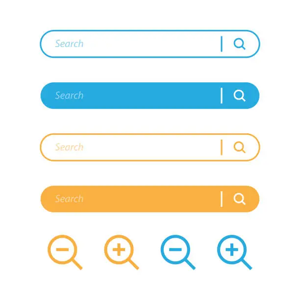 Vector illustration of Search Bar and Magnifying Glass Icon Design.