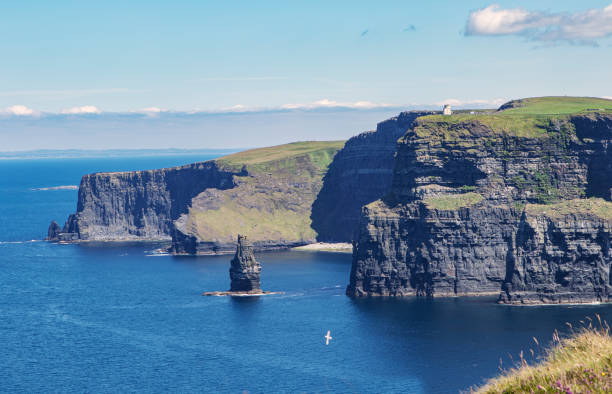 berühmte moher-klippen in westirland - republic of ireland cliffs of moher cliff galway stock-fotos und bilder