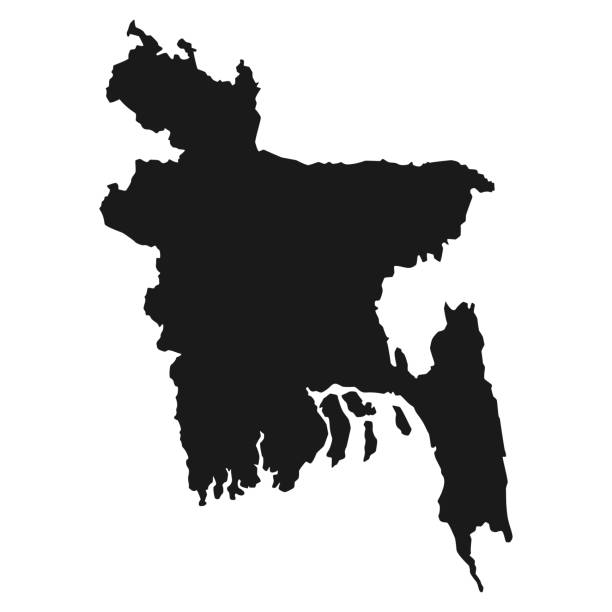 ilustraciones, imágenes clip art, dibujos animados e iconos de stock de mapa negro de bangladesh aislado sobre fondo blanco, ilustración vectorial geografía mundial - bangladesh map
