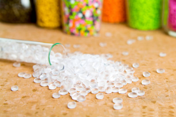 istock Plastic pellets. Polyethylene granules. Plastic Raw material  PE-HD. PE-LD  polymer. BPA FREE 1182254680
