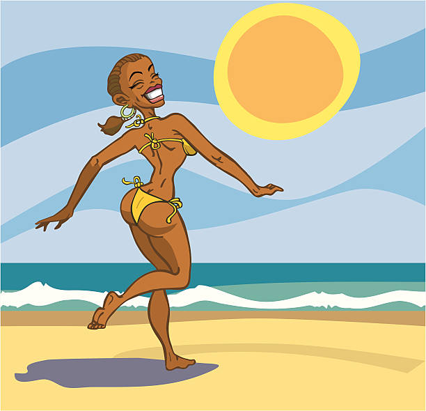 caribbean girl vector art illustration