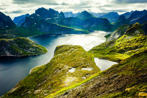 Spectacular mountain scenery of Lofoten Islands, Norway