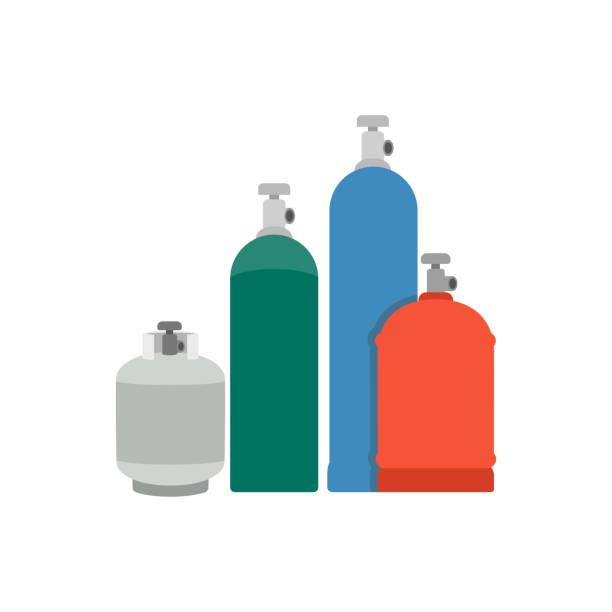 Gas cylinders Gas cylinders. Vector icon gasoline illustrations stock illustrations