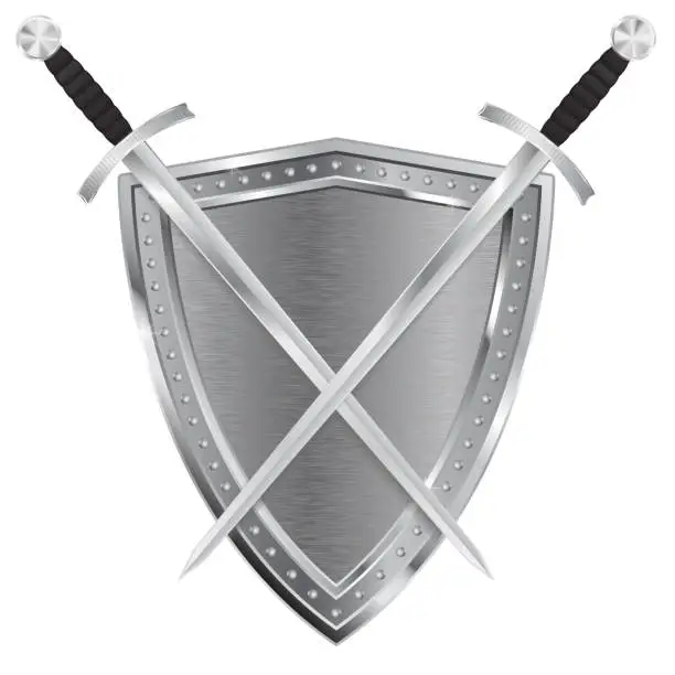 Vector illustration of Metal Shield and swords.