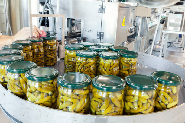 pickles in jars stock photo