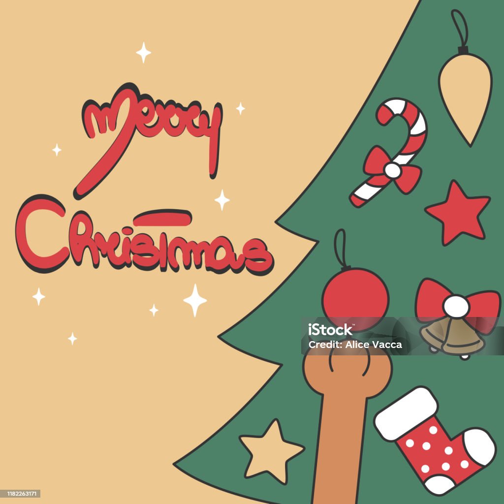 Dễ Thương Hoạt Hình Ngày Lễ Vẽ Tay Chữ Vectơ Giáng Sinh Vui Vẻ Với ...