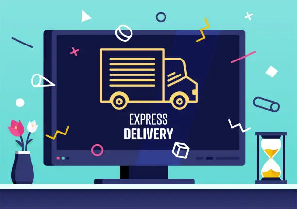 Vector illustration of Modern Vector Illustration Concept for Express Delivery