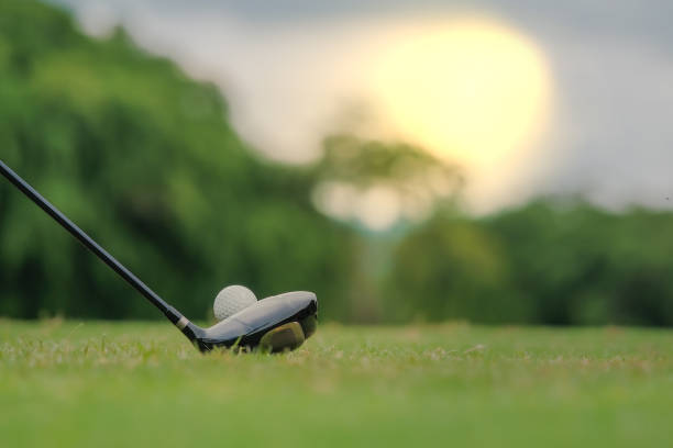 играя в гольф готовится выстрел человек надевая зеленый - golf golf swing putting cheerful стоковые фото и изображения