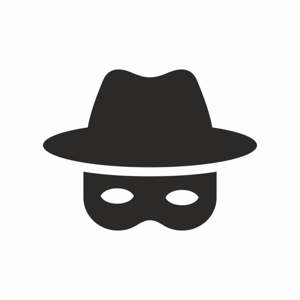 Spy icon. Vector icon isolated on white background. thief stock illustrations