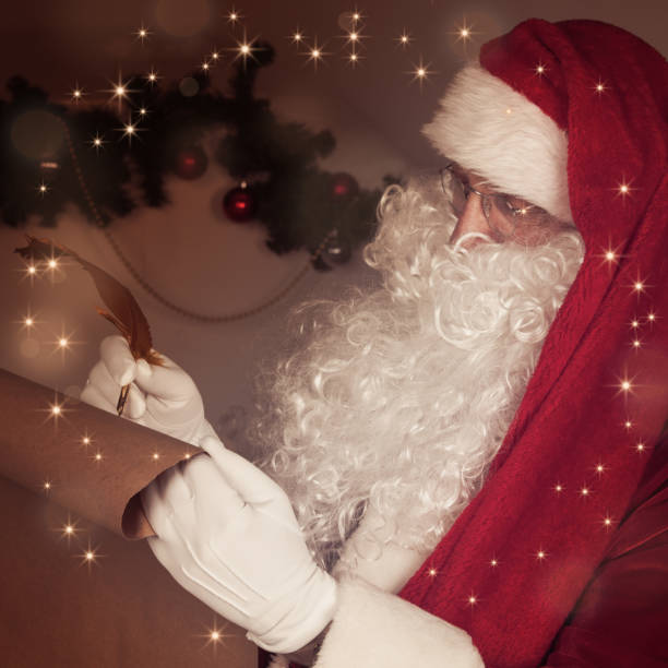 istock Santa Claus writing on old paper 1182269610
