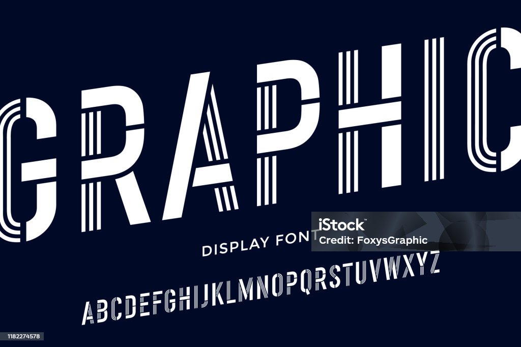 Stencil Font Black And White Condensed And Line Stock Illustration - Download Image Now - iStock