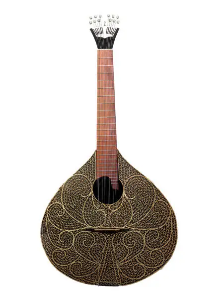 Portuguese Coimbra Guitar. Luxurious filigree model. Isolated