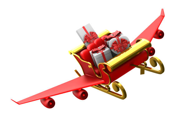 red christmas sled on white background. Isolated 3D illustration