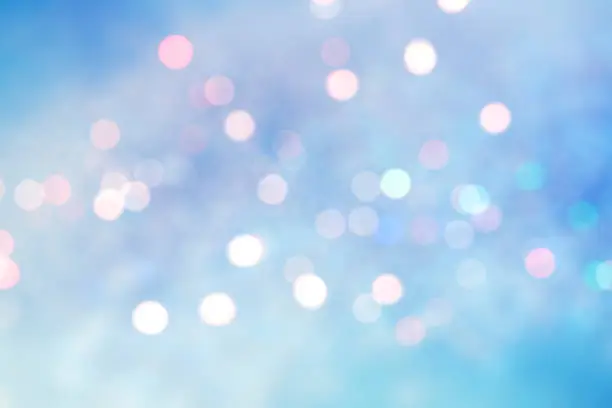 Photo of Abstract blurred soft blue beautiful glowing blinking bokeh