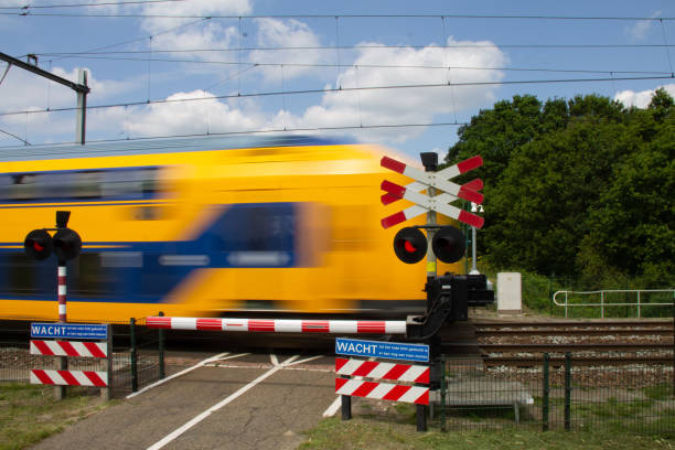 istock Bicycle crossing with a train crossing 1182287357