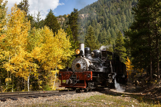 istock Vintage Steam Train With Autumn Scenery Background. 1182291668