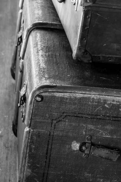 istock monochrome gray design base vertical stack large suitcase vintage leather small piece 1182296450