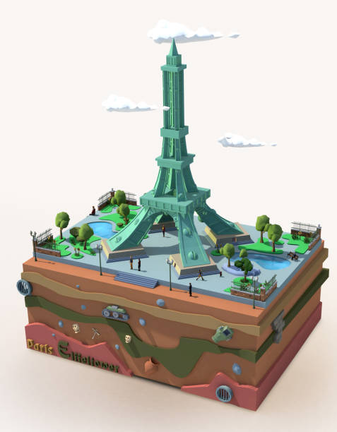 istock Famous Buildings II - Eiffel Tower Paris (Low Poly Modelling) 1182303917