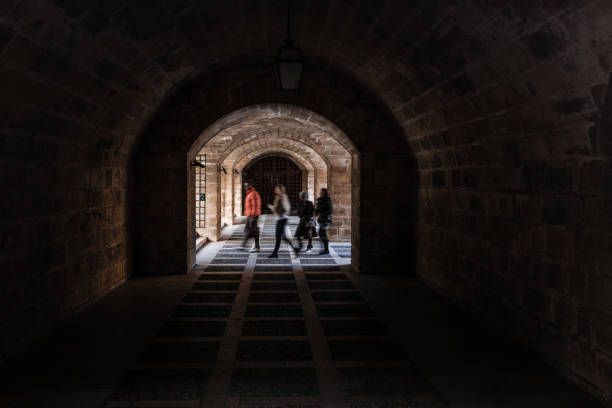 Palma de Majorca, Majorca, Spain, 1st September 2018, tunnel at the citadel of Palma where tourist explore the heritage