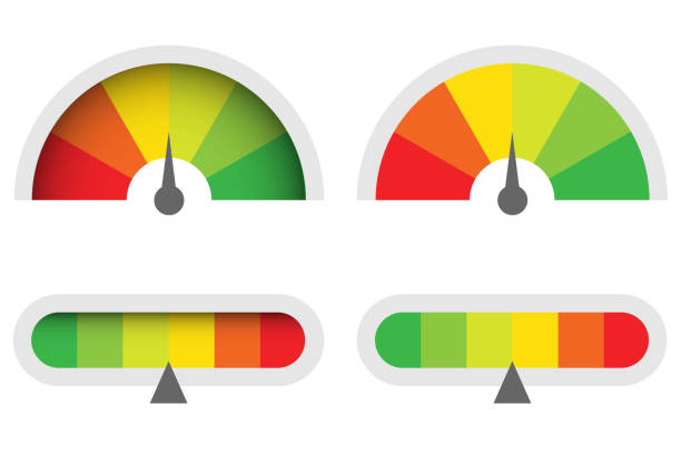 ilustraciones, imágenes clip art, dibujos animados e iconos de stock de ilustración infográfica para diseño web. vector del indicador - gauge