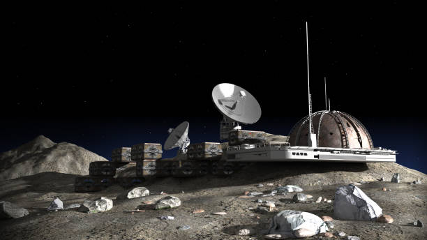 ilustración de base lunar - sede central fotografías e imágenes de stock