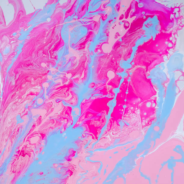 pintura rosa abstracta sobre lienzo utilizando la técnica de acrílico líquido. textura de rebanada de mármol - 6721 fotografías e imágenes de stock