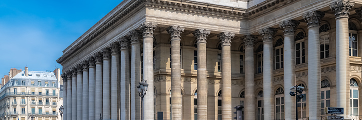 Facade of the Parisian typical freestone building