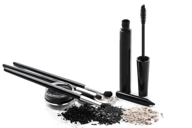 Different makeup products Different makeup products on white background mascara wands stock pictures, royalty-free photos & images