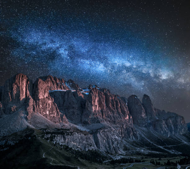 istock Milky way over Passo Gardena in Dolomites 1182315376