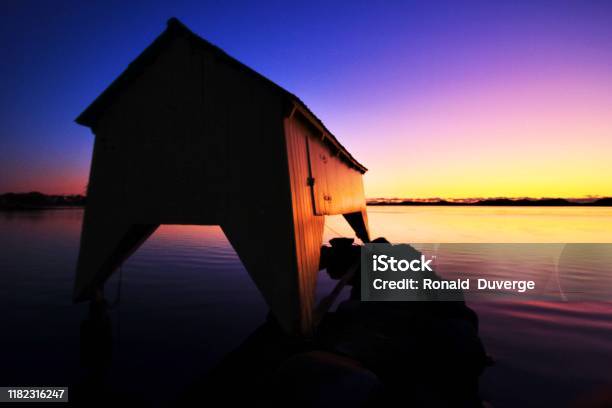 Hafrsfjord Stavanger Boathouse Stock Photo - Download Image Now - Beauty In Nature, Color Image, Dawn