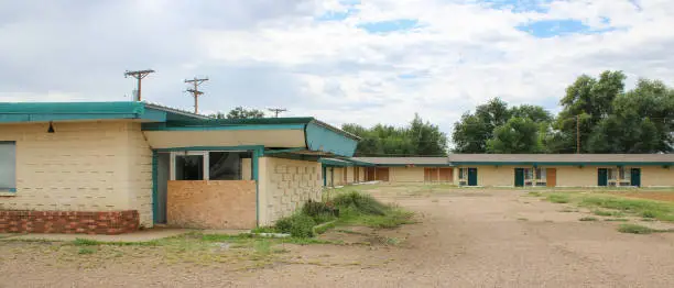 abandoned motel along the desert route 66 in New Mexico near Tucumcari